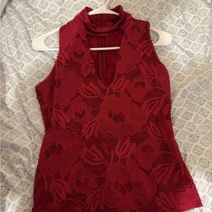 Guess Red Floral Lace Blouse